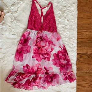 Pink white floral babydoll